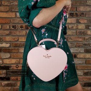 KATE SPADE CHALK PINK LOVE SHACK HEART PURSE - CRTBLNCHSHP